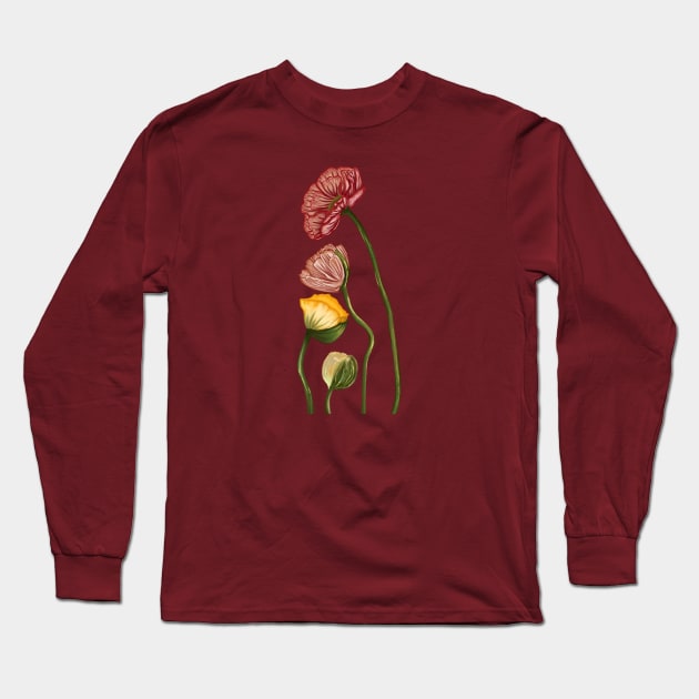 Poppies Long Sleeve T-Shirt by Zjuka_draw